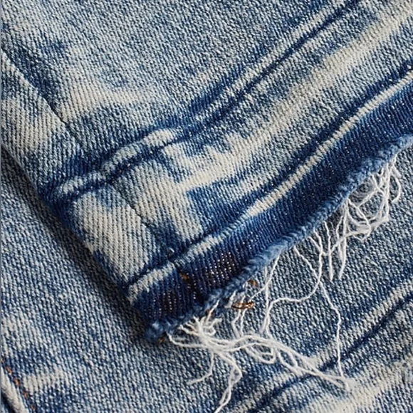 EXPRESS: Mid Rise Light Wash Drop Hem FlexX 70s Flare Jeans - Picture 9 of 9